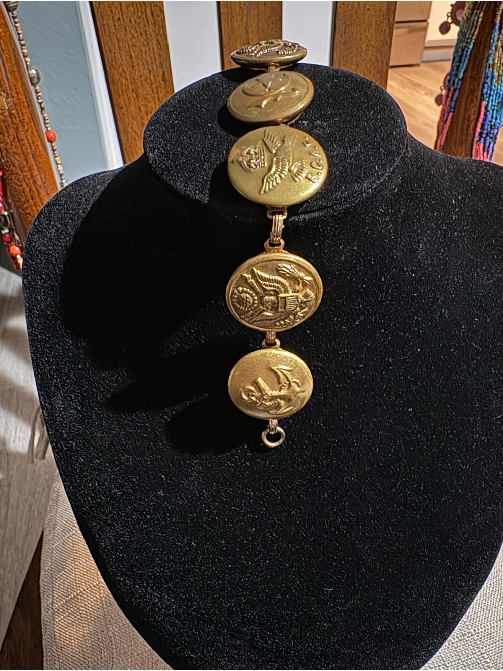 Vintage-Inspired Gold Button Link Bracelet